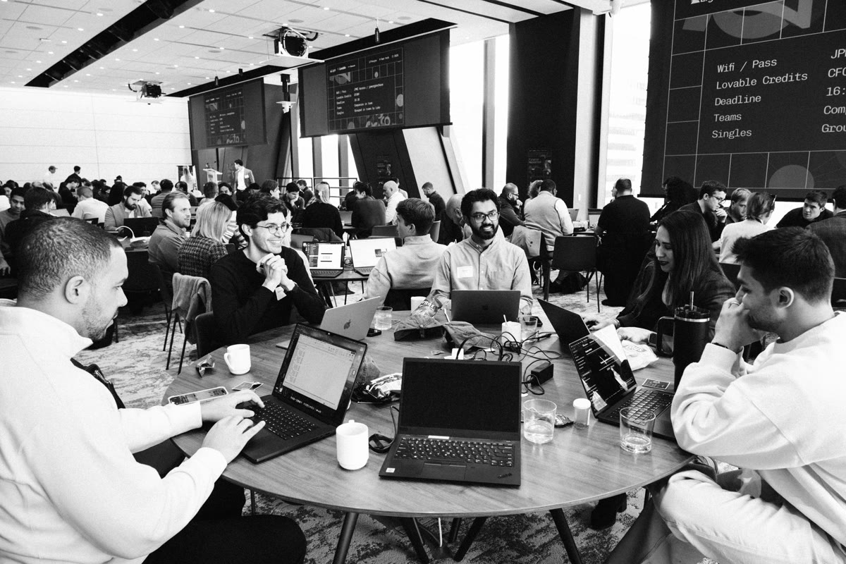 Finance teams building together at a Light hackathon