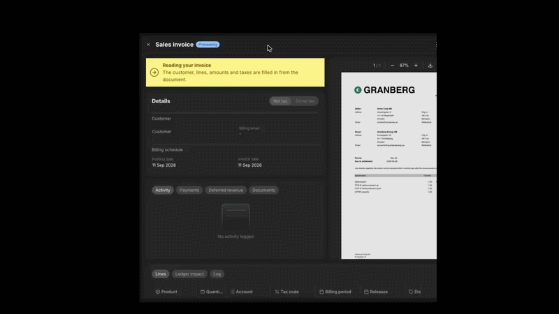 Creating and sending a self-billed invoice in Light