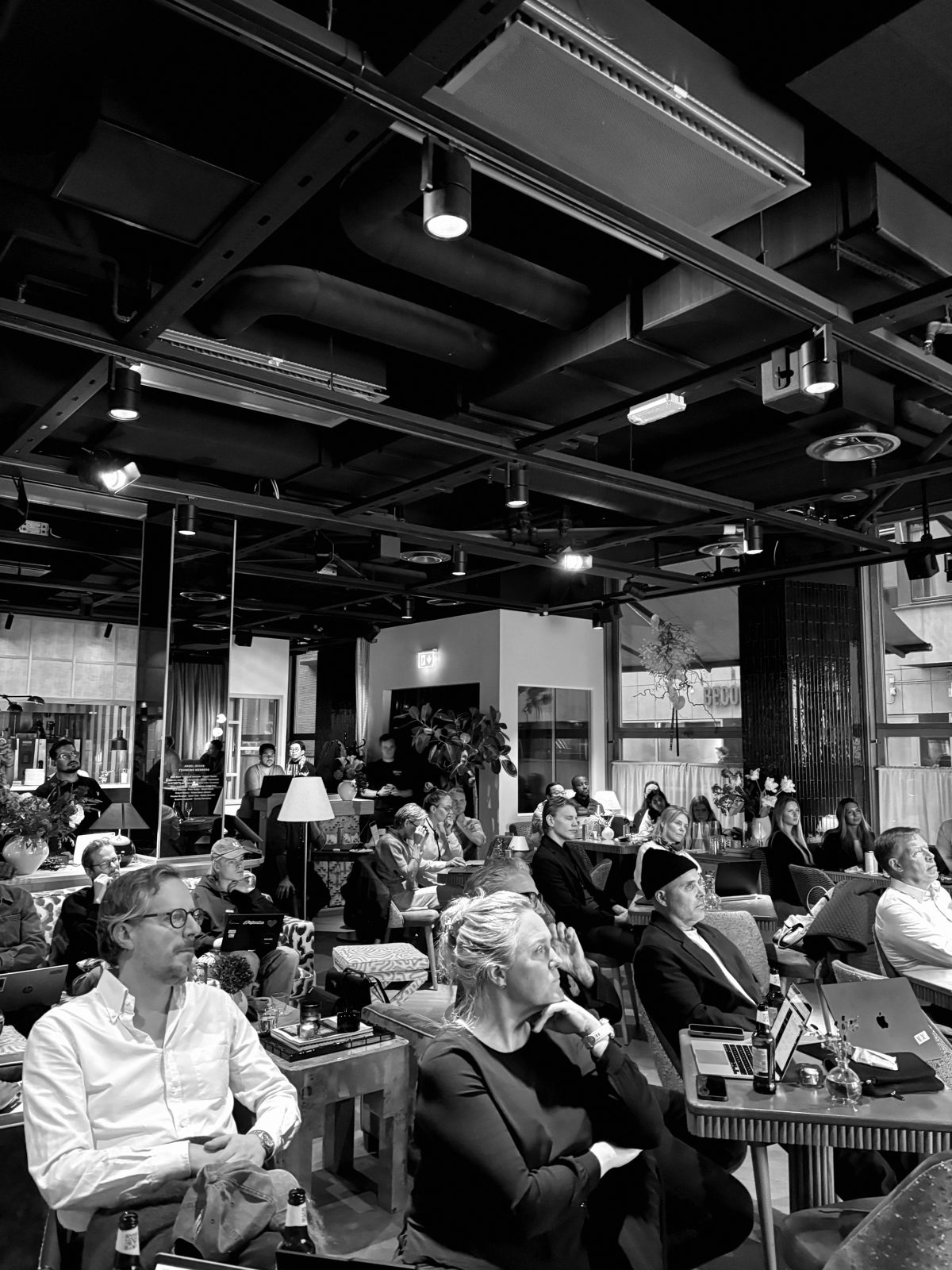 A full room of finance builders at Angel House in Stockholm