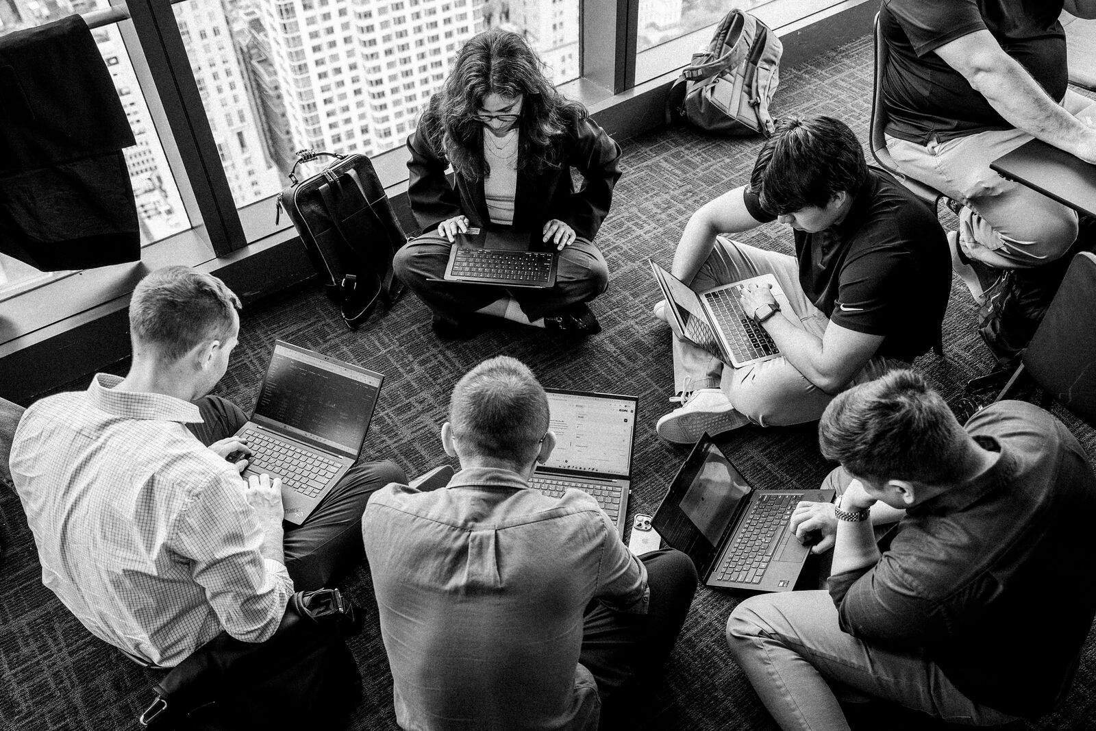 Teams building at the New York hackathon