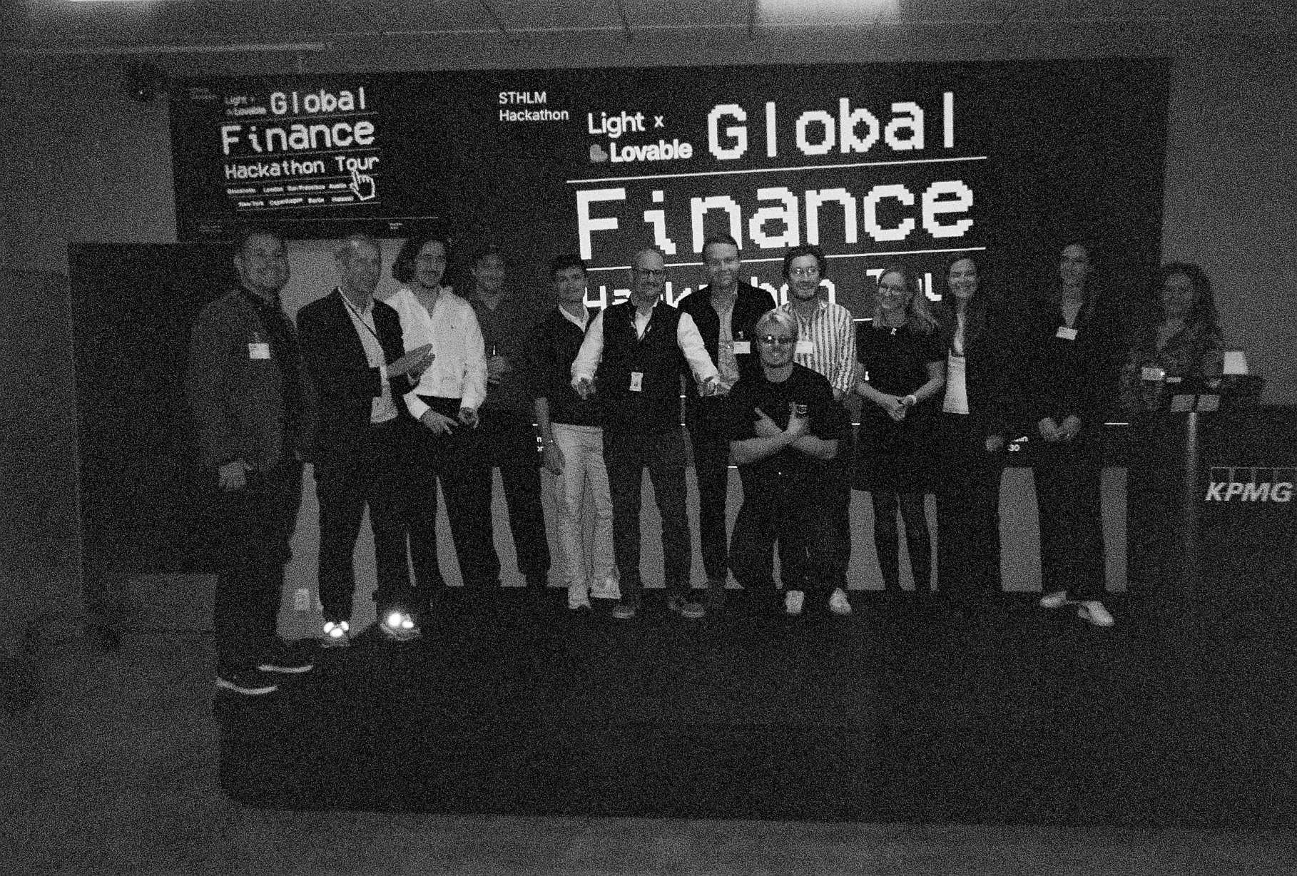 The Light, Lovable and KPMG crew on stage at KPMG's Stockholm HQ